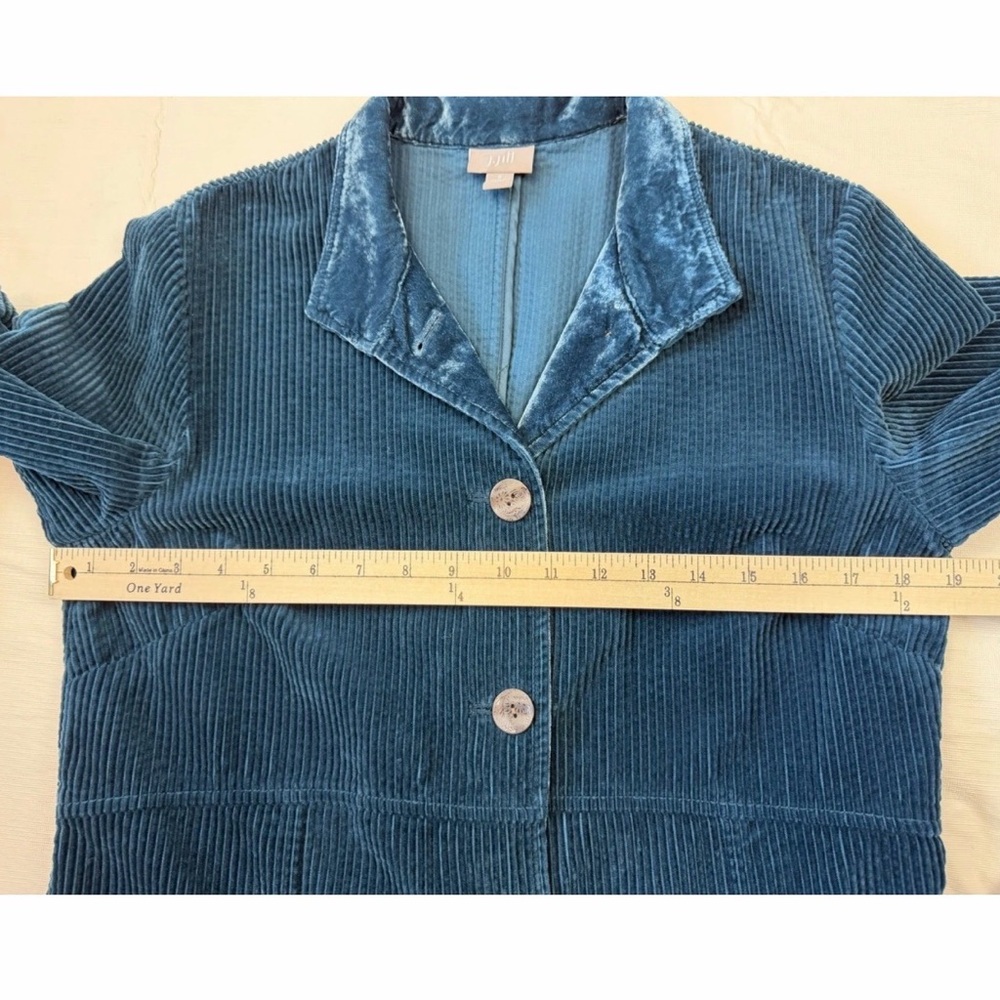 J. JILL Coat Jacket Corduroy Teal Blue Green Cotton Velvet Size Small - Picture 13 of 16